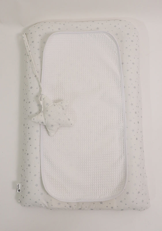 Matelas à langer bébé avec éponges amovibles blanc/gris