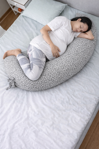 Coussin de grossesse et d'allaitement 3 en1 fleurs gris