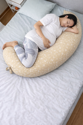 Coussin de grossesse et d'allaitement 3 en 1 beige fleurie
