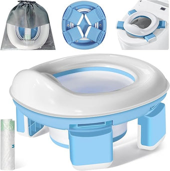 Pot Bebe Siège Toilette Pliable Enfants 3-in-1 Bleu