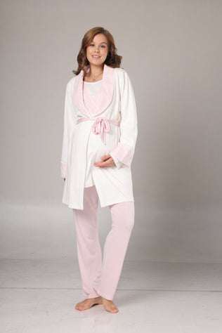 Pyjama de maternity 3 pièces blanc & rose