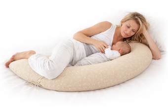 Coussin de grossesse et d'allaitement 3 en 1 beige fleurie