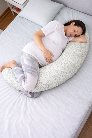 Coussin de grossesse et d'allaitement 3 en1 fleurs vert