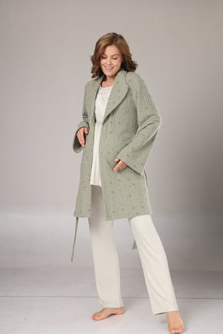 Pyjama de maternity 3 pieces vert fleurie