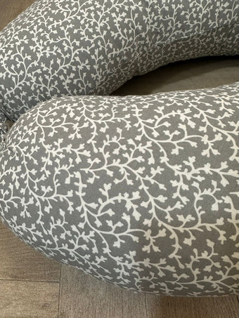 Coussin de grossesse et d'allaitement 3 en1 fleurs gris
