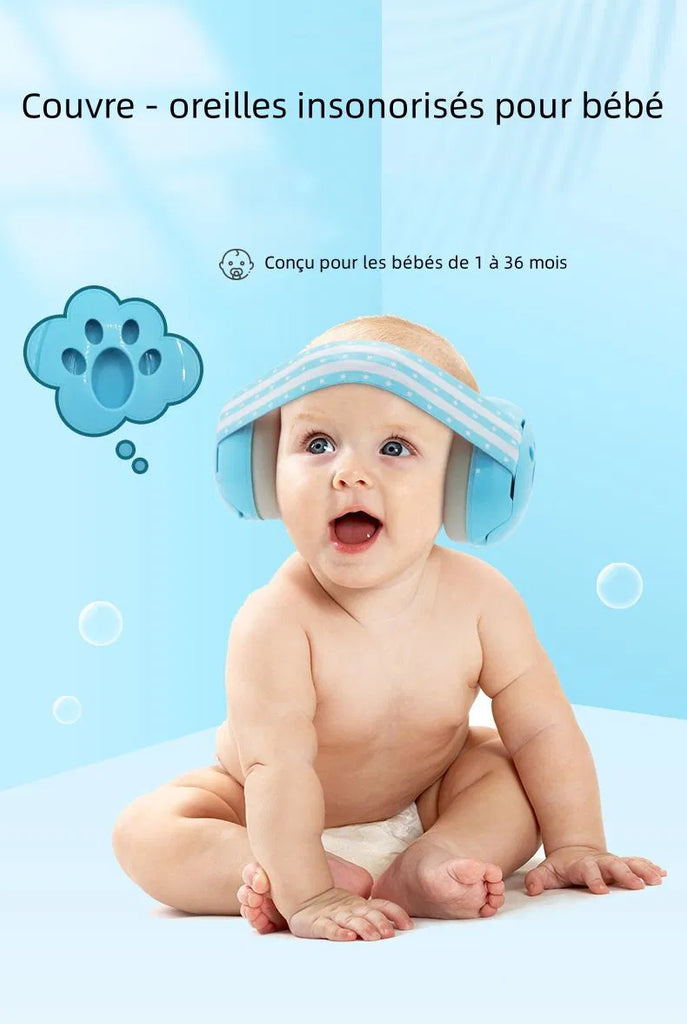 L2N Casque bébé réducteur de bruits Gris dès 4mois Sac de rangement inclus