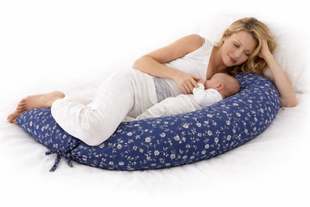 Coussin de grossesse et d'allaitement 3 en1 bleu fleurie