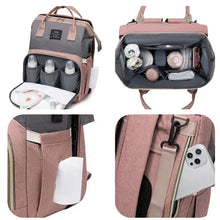 Sac à dos à langer Rose et gris - Lit berceau intégré