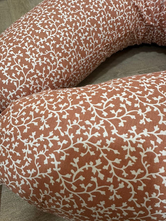 Coussin de grossesse et d'allaitement 3 en1 camel fleurie