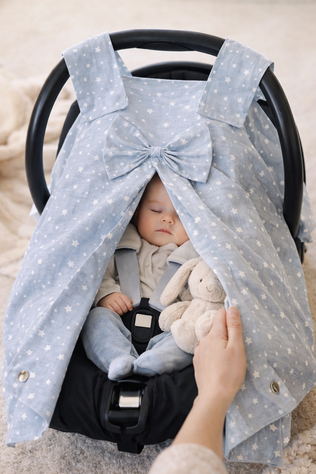 Couverture Siège Auto Bébé (gris étoiles blanc)