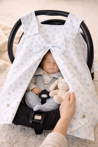 Couverture Siège Auto Bébé (blanc étoiles bleu)