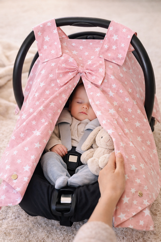 Couverture Siège Auto Bébé  (rose étoiles blanc)