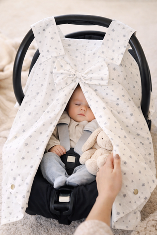 Couverture Siège Auto Bébé (blanc étoiles gris)