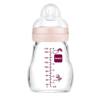 MAM Biberon on verre 170 ml 0+ mois Rose