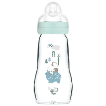 MAM Biberon on verre 260 ml 2+ mois Bleu