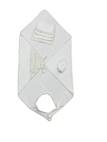 Serviette de bain 100cm x 100cm pour bébé avec capuche Tablier Serviette absorbante pour enfants (blanc vert)