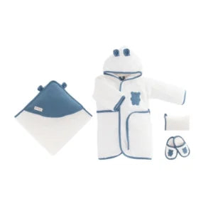 Ensemble de bain bébé blanc Bleu avec cape + Accessoires