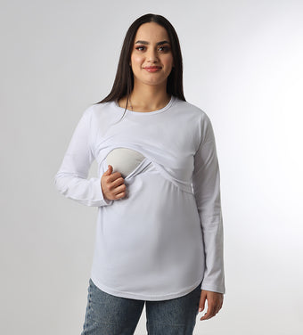 Pull d’allaitement manches longues Blanc