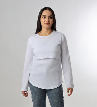 Pull d’allaitement manches longues Blanc