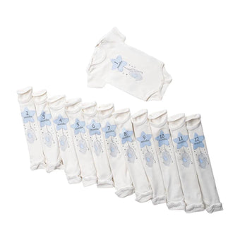 Coffret de 12 bodys moiniversaire Bleu