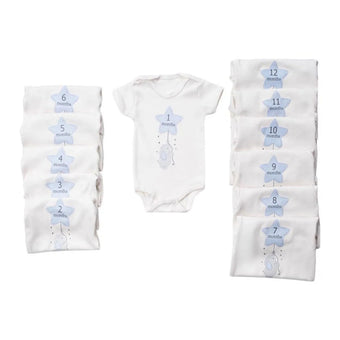 Coffret de 12 bodys moiniversaire Bleu