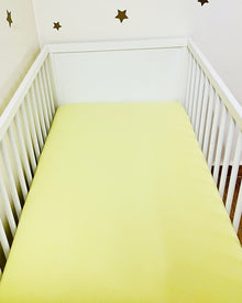 Drap housse jaune pour lit bébé 120 x 60 cm