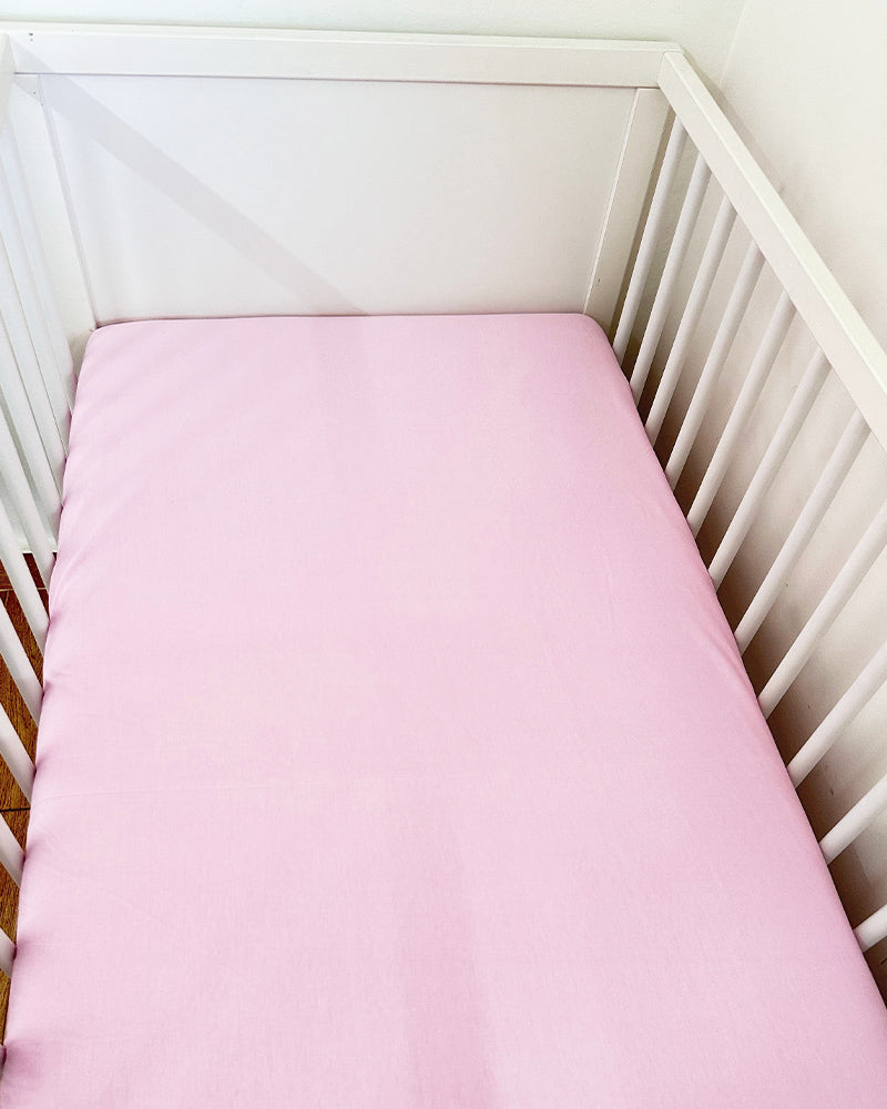 Drap housse rose pour lit bébé 120 x 60 cm