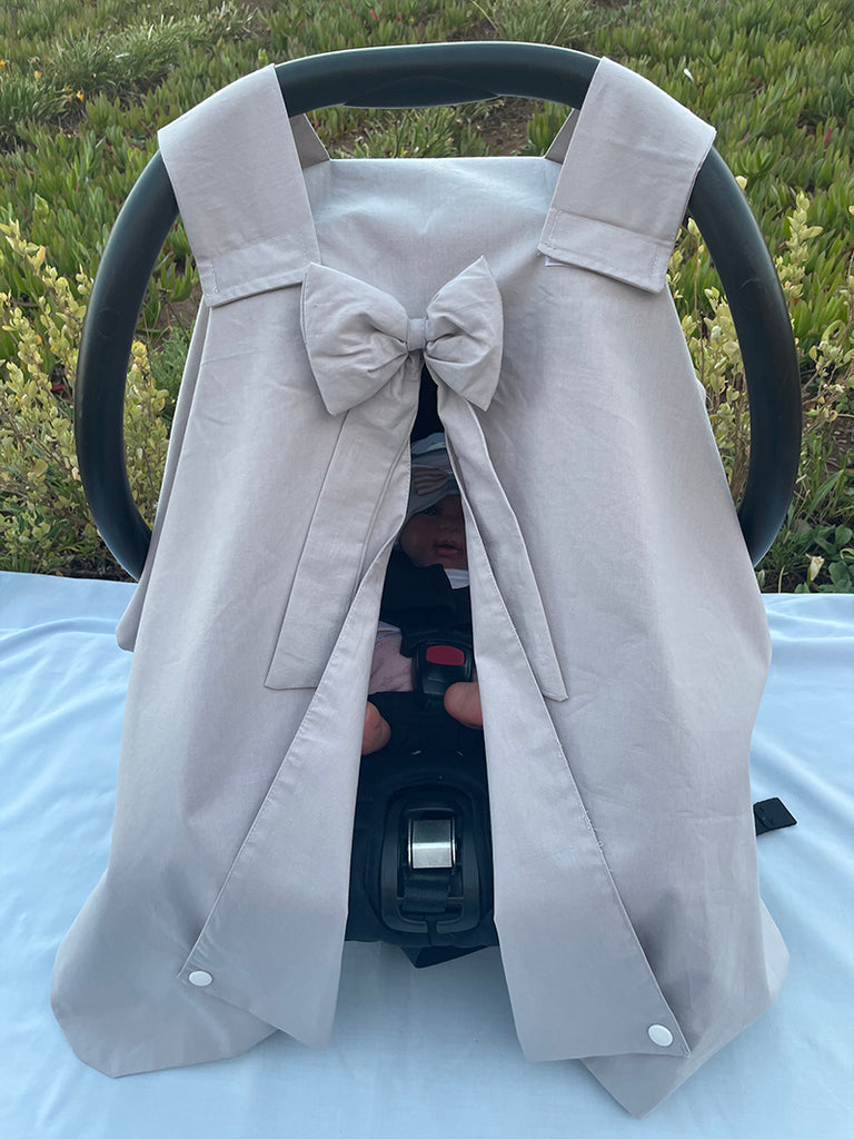 Housse de siège de voiture, poussette de bébé, pare-soleil coupe-vent, respirant, double couche (gris)