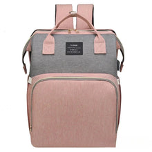 Sac à dos à langer Rose et gris - Lit berceau intégré
