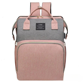 Sac à dos à langer Rose et gris - Lit berceau intégré