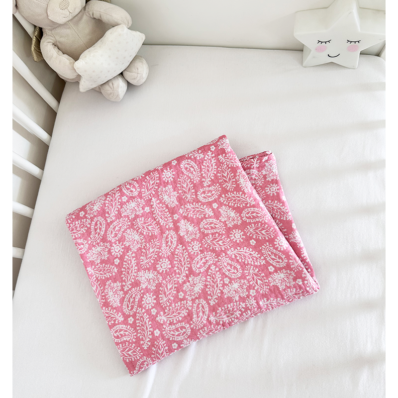 Lange en coton bio 110 x 110 cm ( Rose)