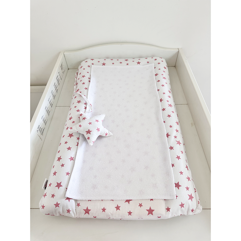 Matelas à langer imperméable avec housse (étoiles roses)