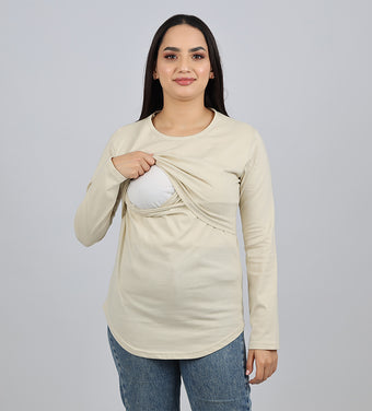 Pull d’allaitement manches longues beige