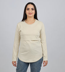 Pull d’allaitement manches longues beige