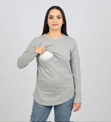 Pull d’allaitement manches longues Gris