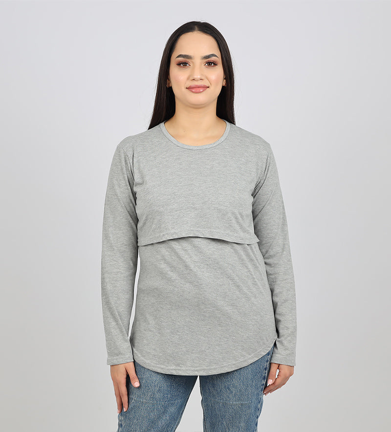 Pull d’allaitement manches longues Gris