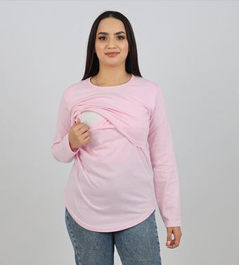 Pull d’allaitement manches longues rose