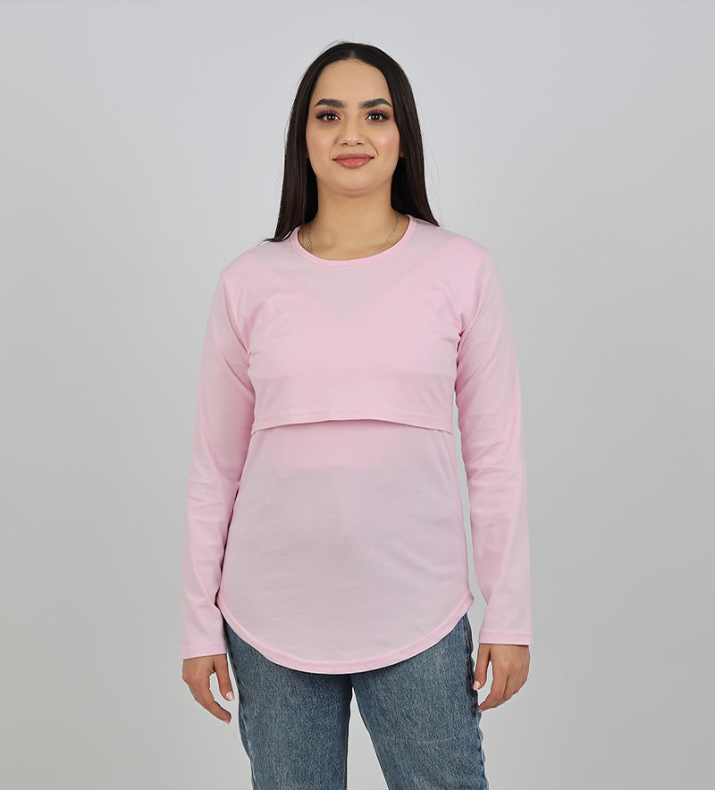 Pull d’allaitement manches longues rose