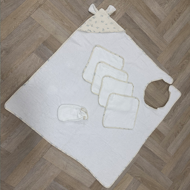 Serviette de bain 100cm x 100cm pour bébé avec capuche Tablier Serviette absorbante pour enfants (blanc vert)