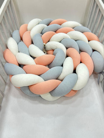 Tour de Lit corail gris écru