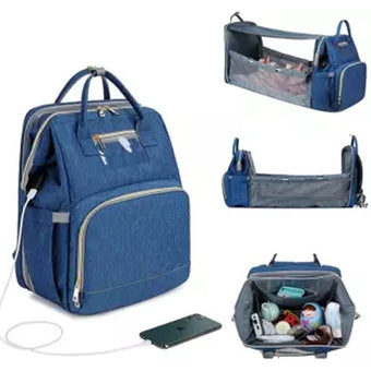 Sac à dos à langer Bleu-Lit berceau intégré