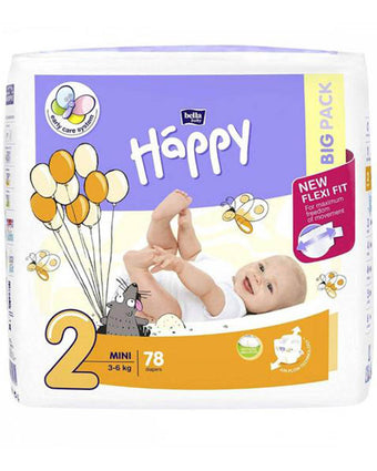 Couches Happy Taille 2 (3-6 Kg) 78 unités