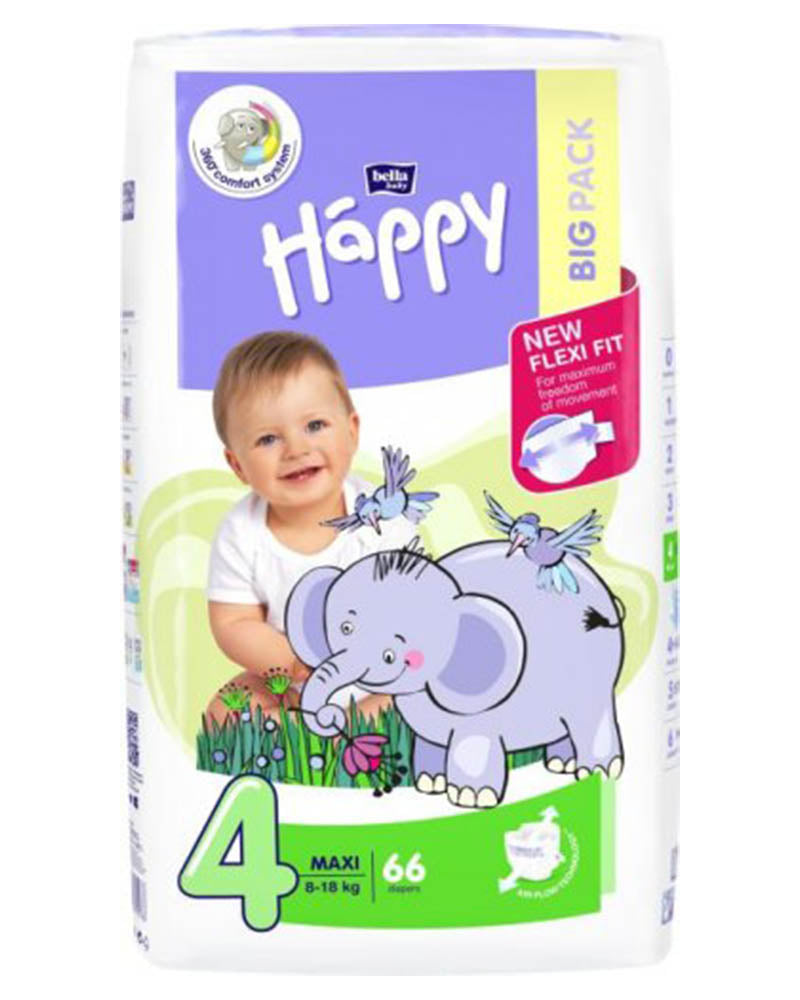 Couches Happy Taille 4 (8-18 Kg) 66 unités