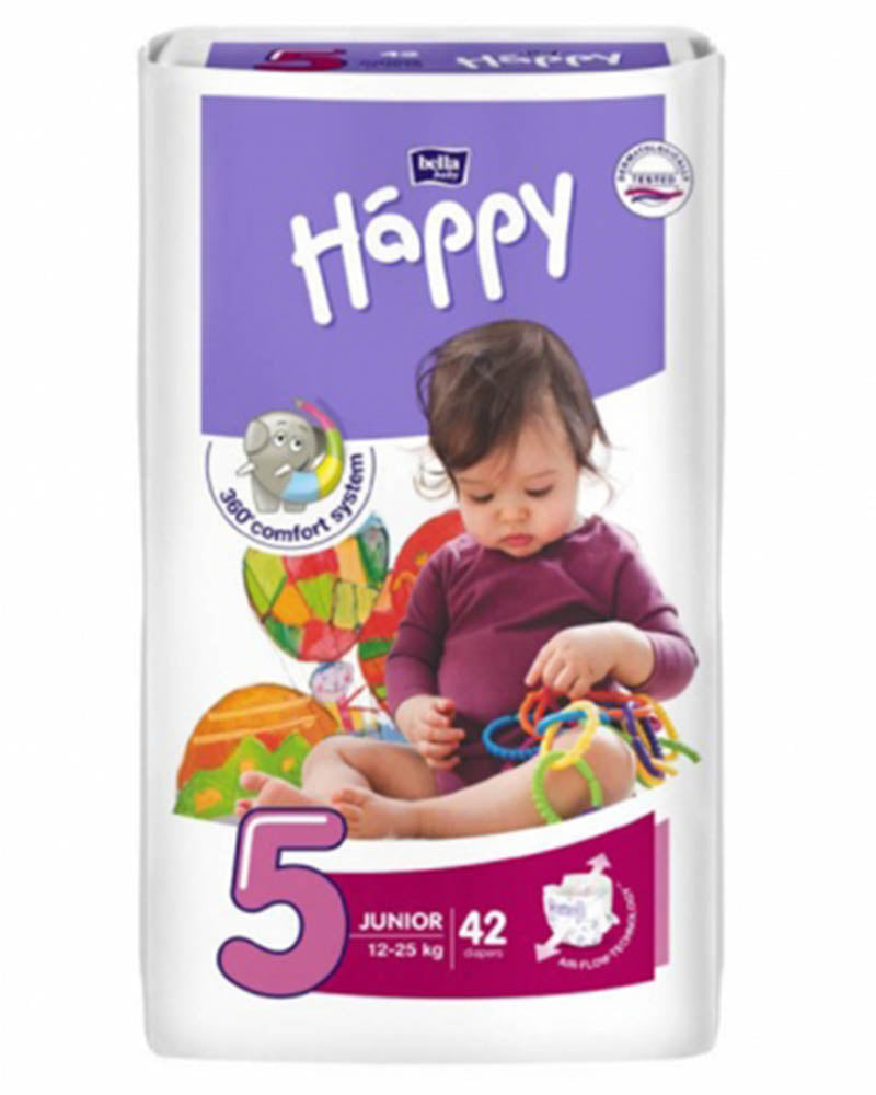 Couches Happy Taille 5 (12-25 kg) 42 unités