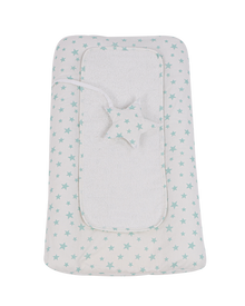 Matelas à langer avec housse (étoiles vert eau)