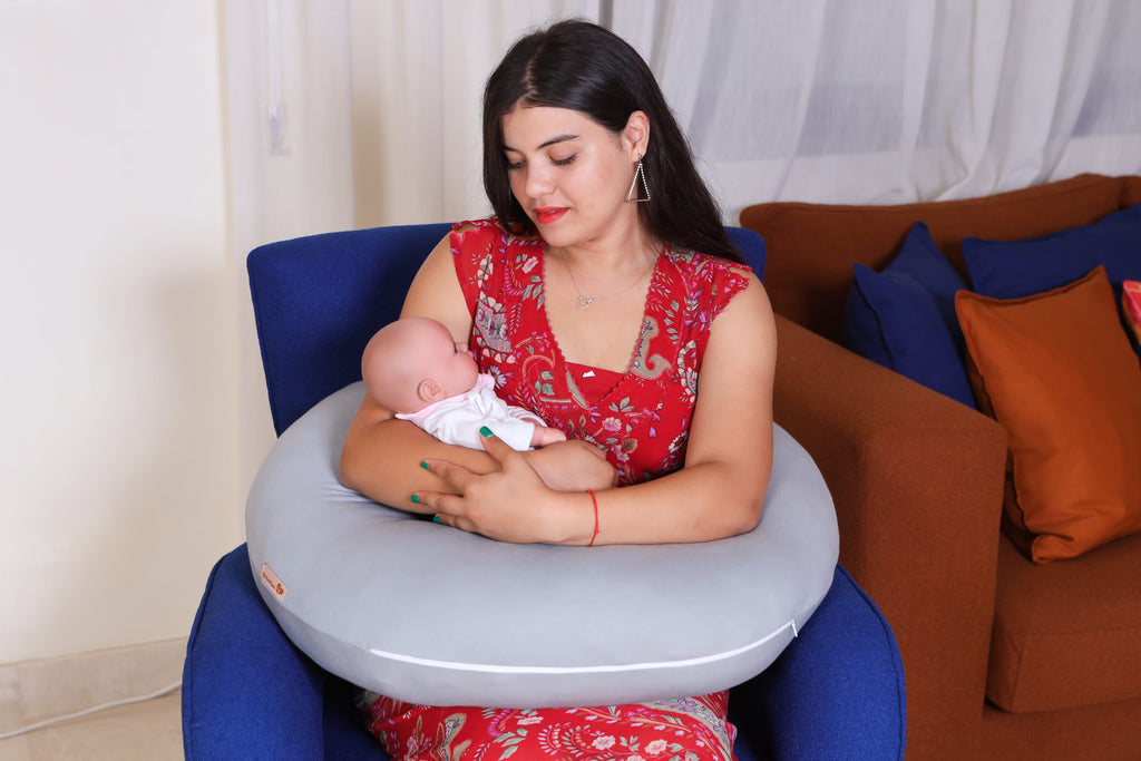 Coussin de grossesse et d'allaitement 3 en 1 gris – bebemam