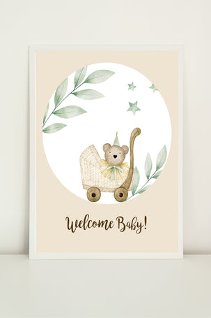 Tableau décoratif - welcome baby eucalyptus