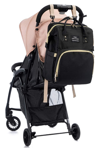 Sac à dos à langer noir-Lit berceau intégré