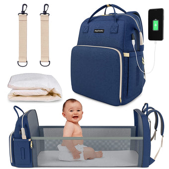 Sac à dos à langer Bleu-Lit berceau intégré