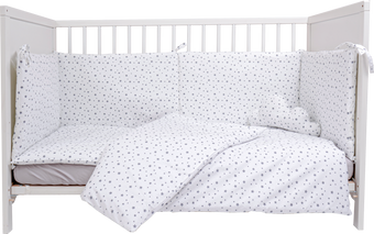 Parure de lit complète , 6 pièces , pour lit 120 X 60 étoiles gris